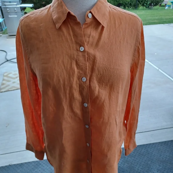 Jill Tops Brand New Jjill Linen Long Sleeve Top Poshmark